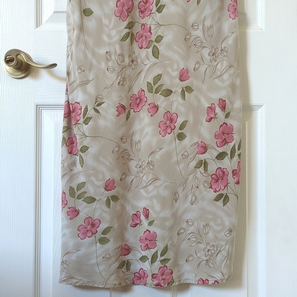 Jodi Michaels Y2K Vintage Floral Sleeveless V-neck Midi Shift Dress Beige 14 - Picture 7 of 11
